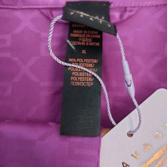 Savage X Fenty Mens Purple Lounge Set Smoking Jacket Pants XL New Satin Luxe - Picture 9 of 12